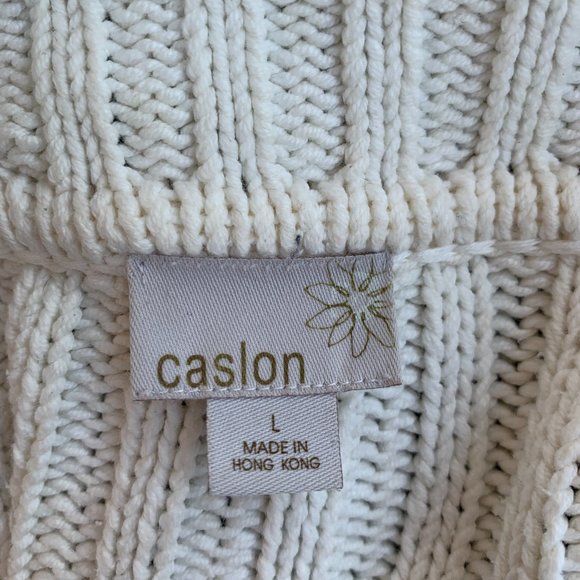Caslon Women's Large Cream Cableknit Double Zipper with High Collar - Picture 11 of 13